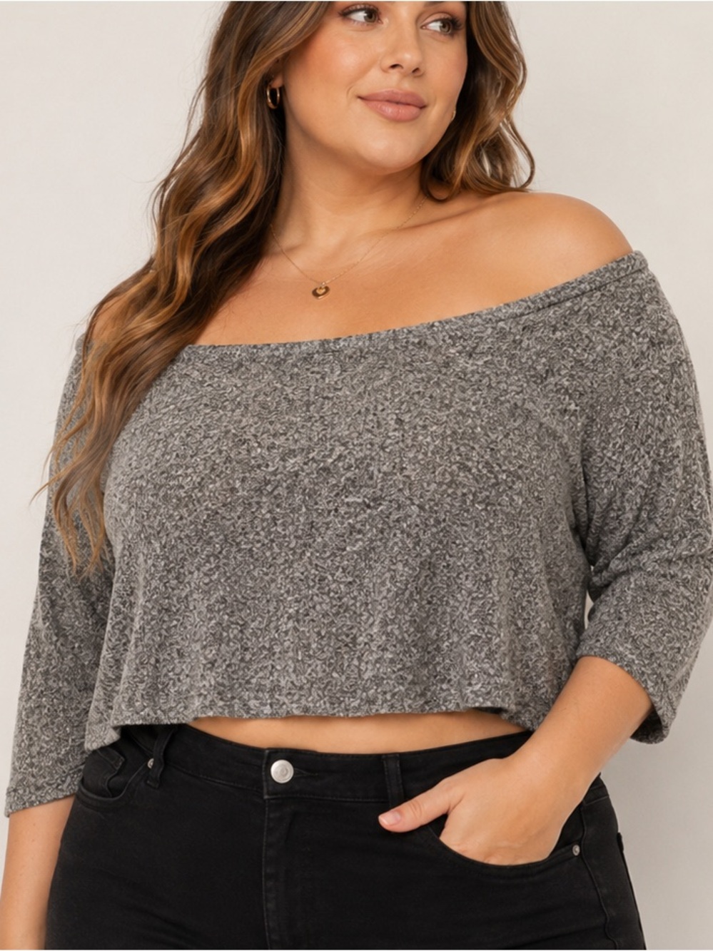 NWT PrettyLittleThing Gray Off-the-Shoulder Sweater